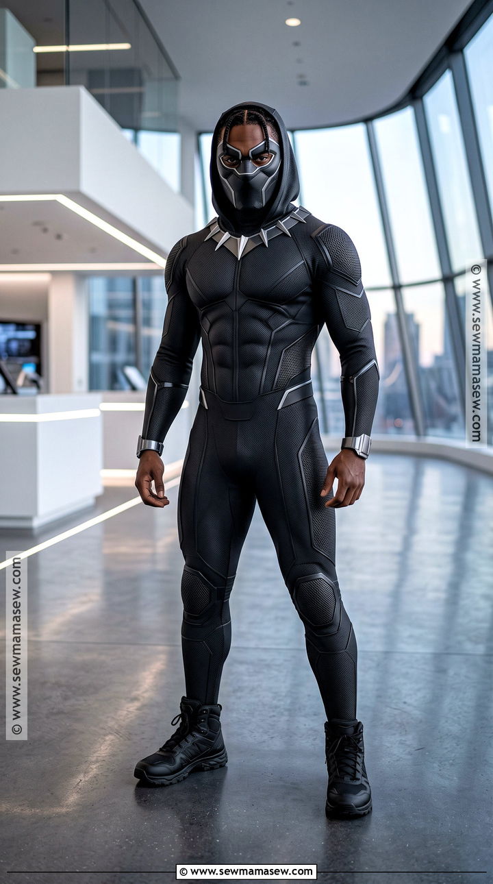 Black Panther Costume With Silver Details - 30 super hero costume ideas