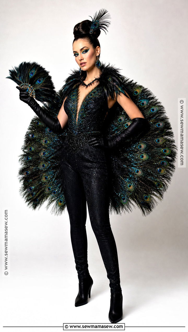 Black Peacock Costume - 35 Women In Black Costume Ideas