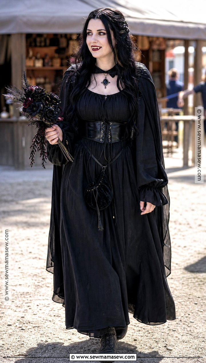 Black Peasant Vampire Dress - 30 black vampire dress ideas
