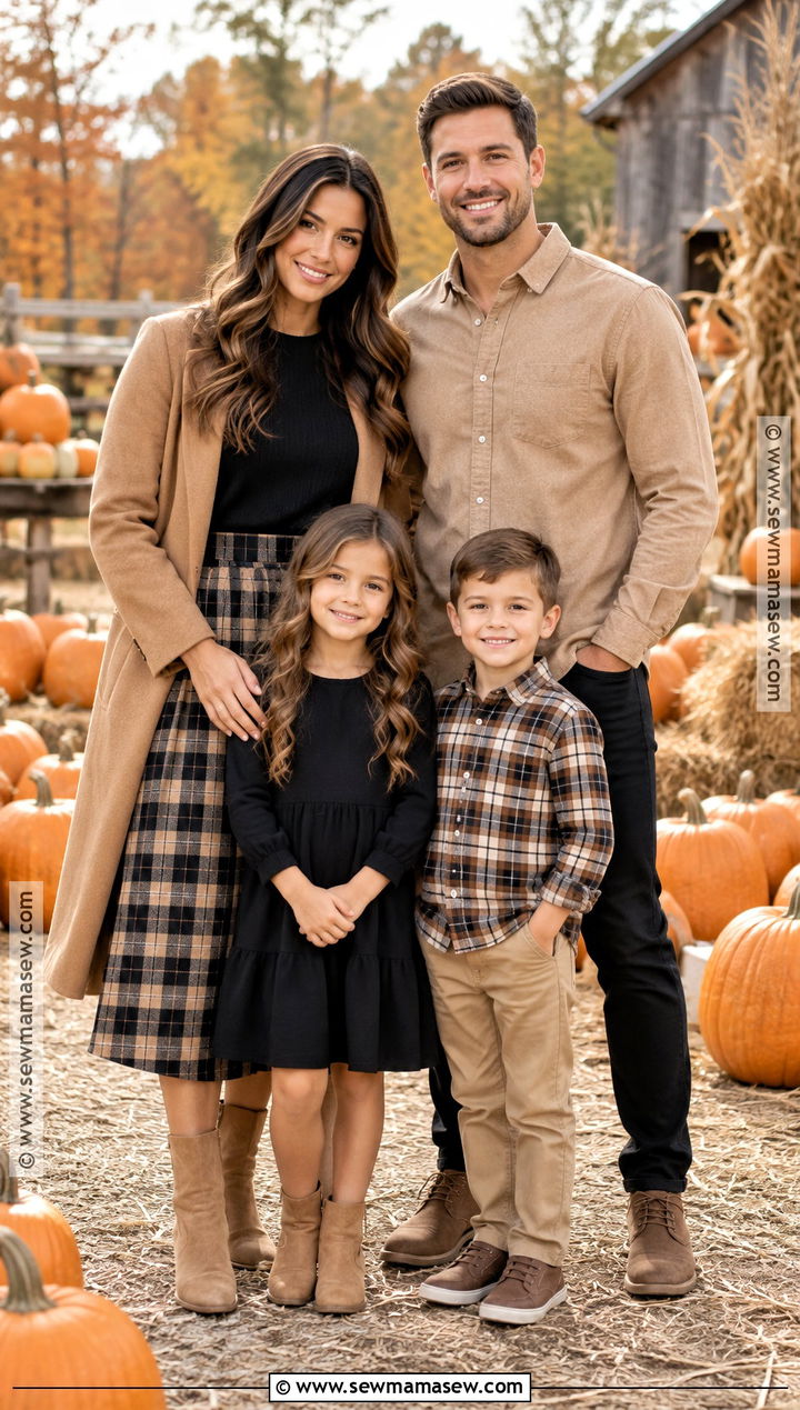Black Plaid And Tan Neutral Family Outfit - 15 fall family pictures outfits black and tan