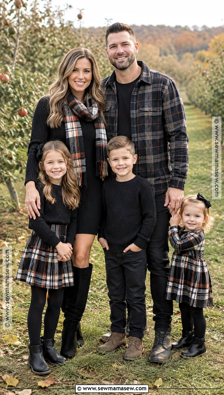 Black Plaid Fall Family Photo Outfit - 15 fall family photos wearing black ideas