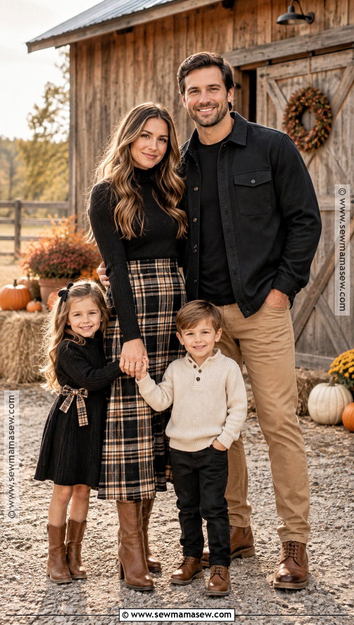 Black Plaid Family Outfits - 20 fall family photos black outfits