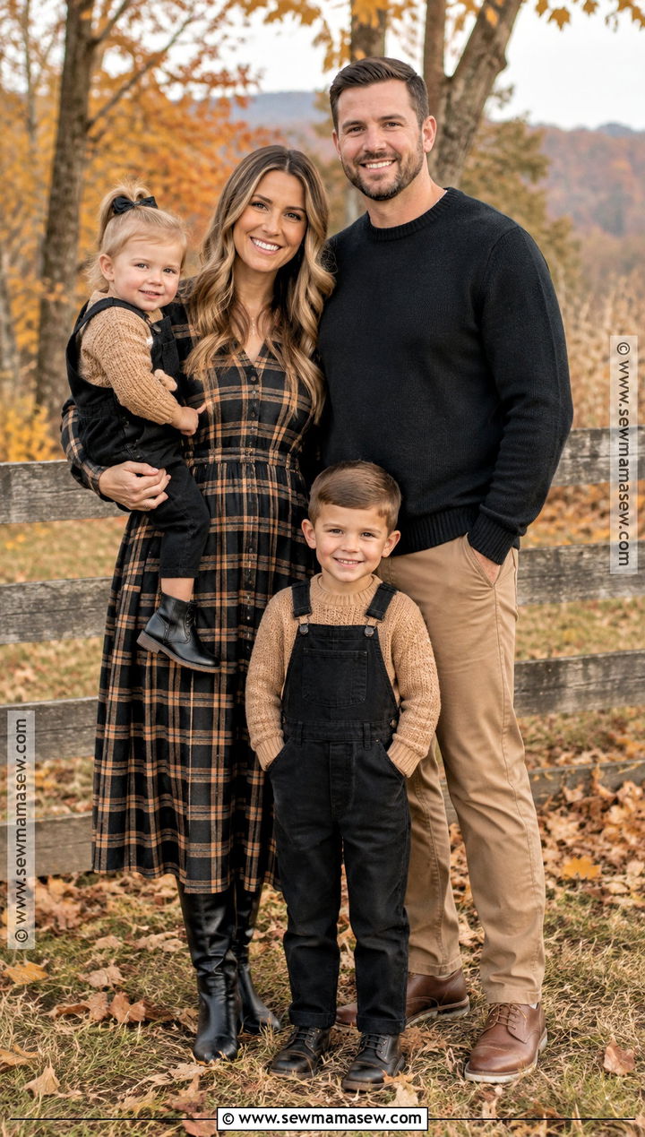 Black Plaid Family Photo Outfits - 15 black outfit fall family pictures ideas