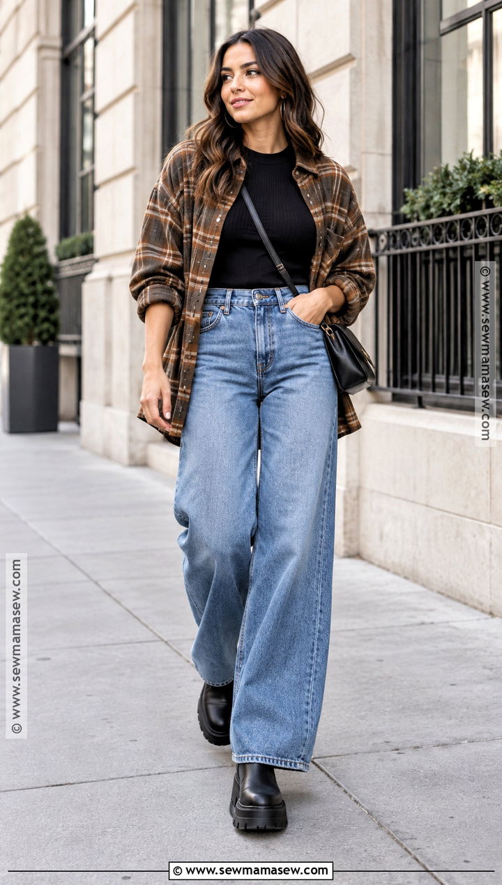 Black Platform Boots With Wide Leg Jeans - 15 casual black boots fall fashion