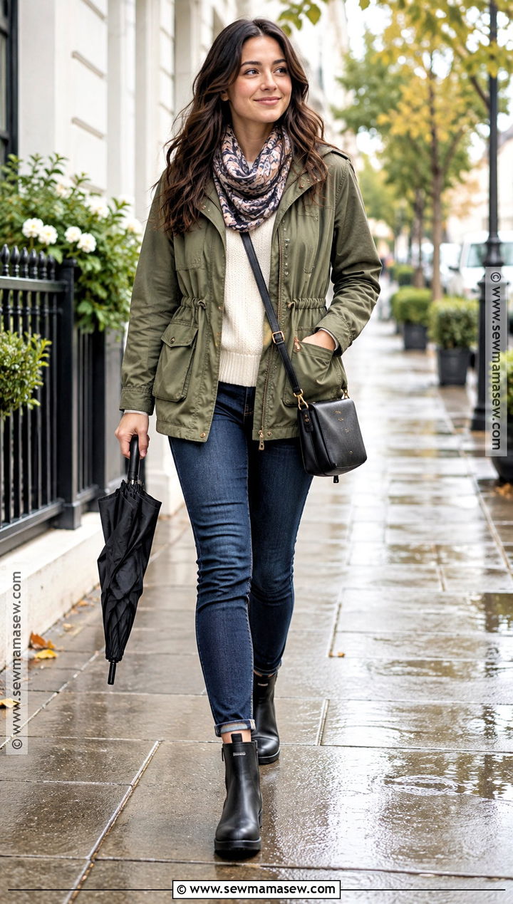 Black Rain Boots With Utility Jacket - 15 casual black boots fall fashion