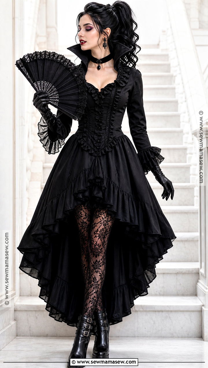 Black Ruffle Vampire Dress - 30 black vampire dress ideas