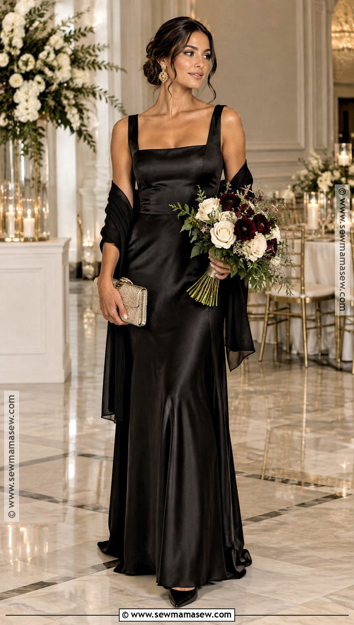 Black Satin Bridesmaid Dress - 20 bridesmaid dresses fall colors