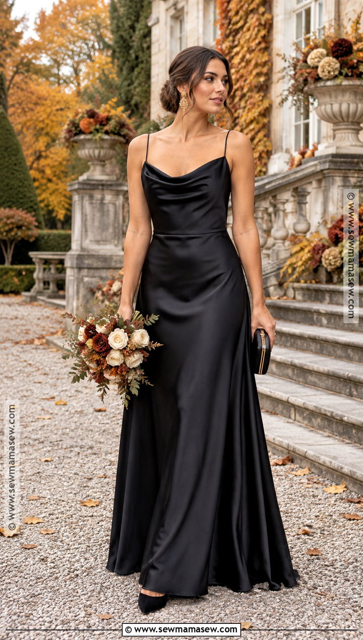 Black Satin Bridesmaid Dress For Fall - 20 black bridesmaid dresses fall