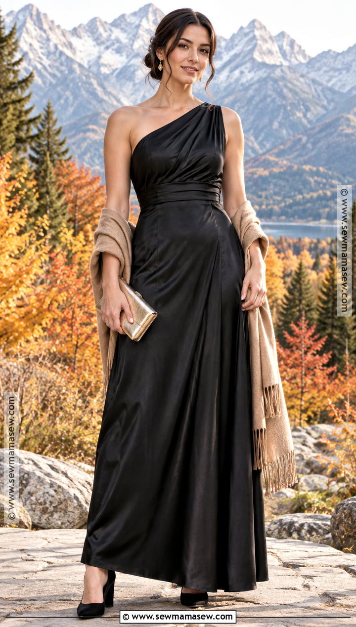 Black Satin Bridesmaid Dress - 15 Fall Mountain Bridesmaid Dresses
