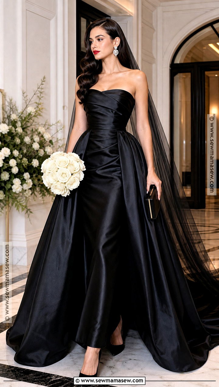 Black Satin Halloween Wedding Dress - 30 halloween wedding dresses