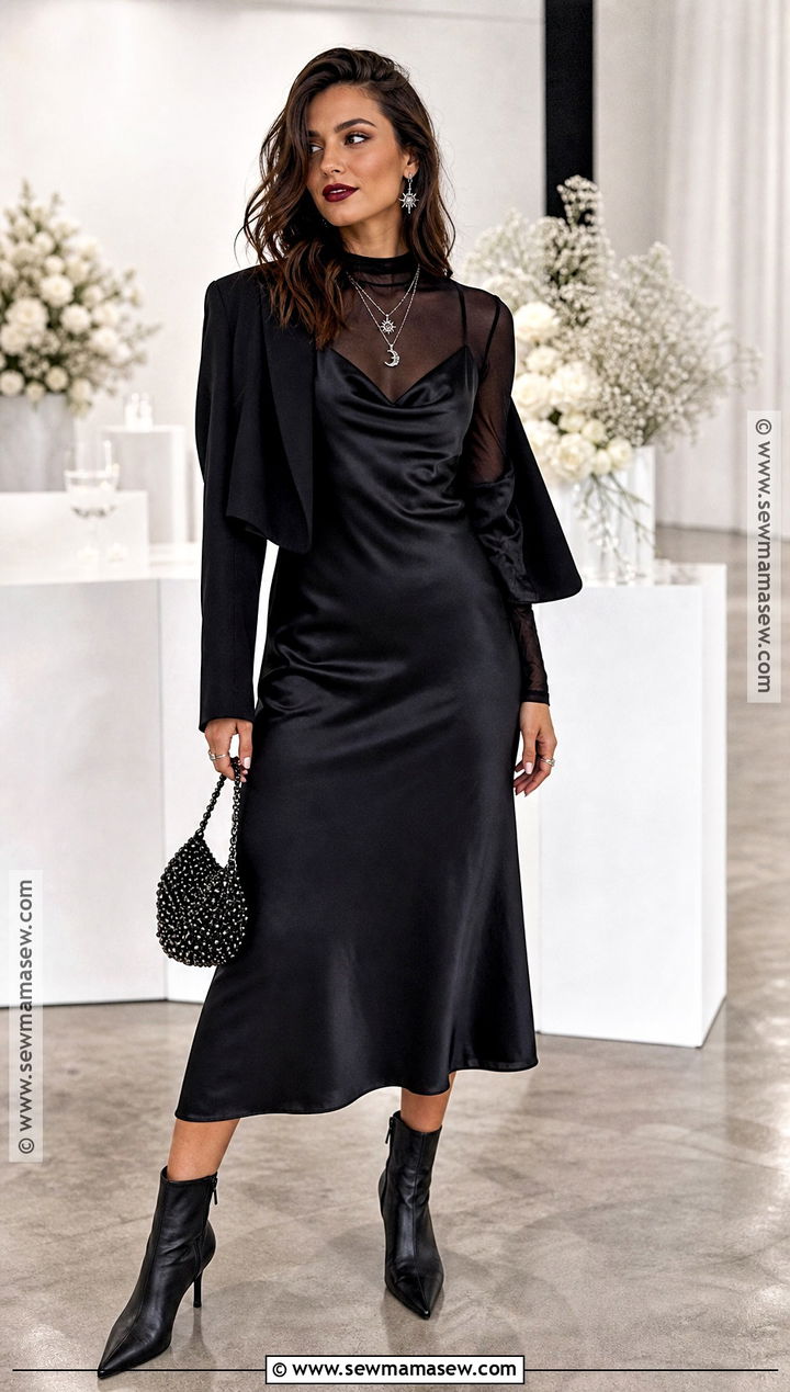 Black Satin Slip Dress Halloween Outfit - 30 black halloween outfit ideas