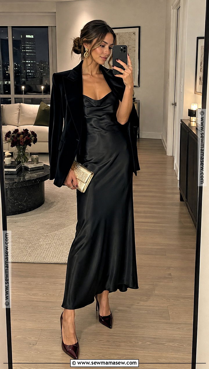Black Satin Slip October Wedding Guest Dress - 15 Dresses For October Wedding Guest