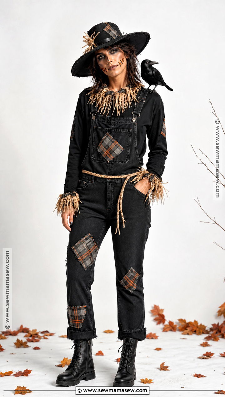 Black Scarecrow Costume With Plaid Details - 50 scarecrow costume ideas