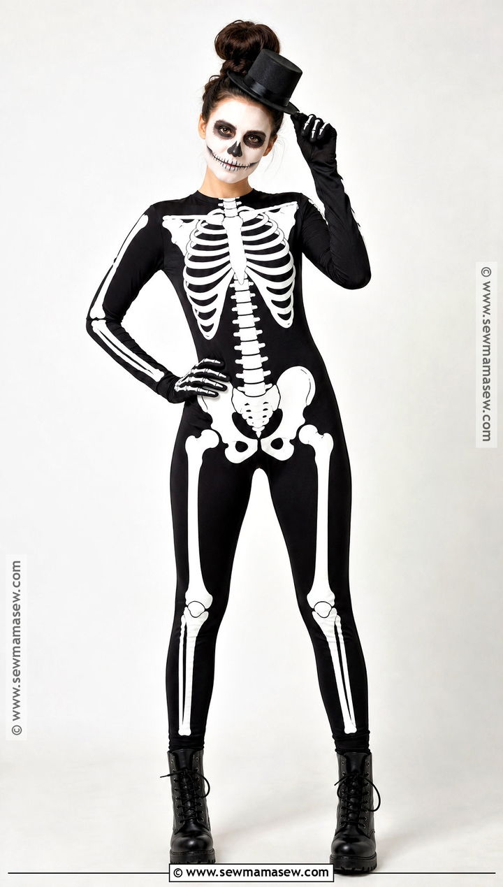 Black Skeleton Costume - 35 Women In Black Costume Ideas