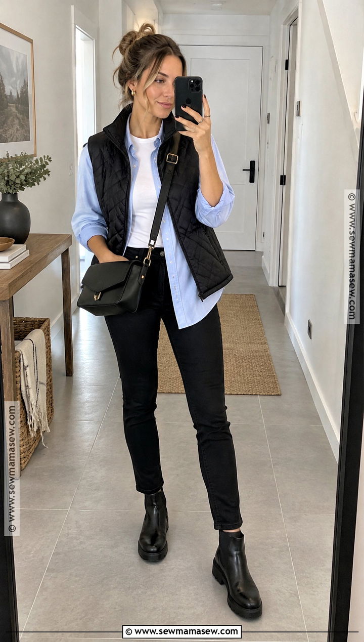 Black Skinny Pants With Oversized Shirt And Chelsea Boots - 20 black pants outfit autumn