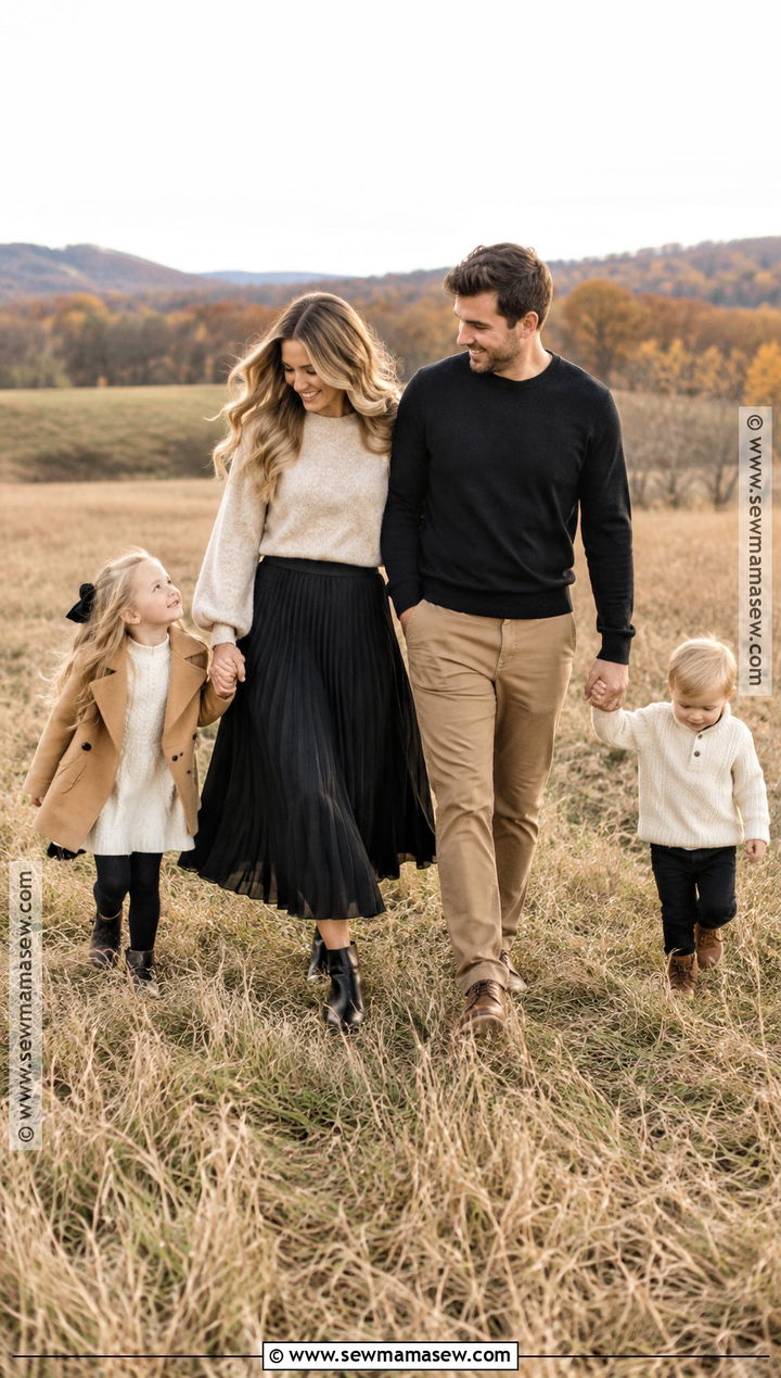 Black Skirt And Neutral Sweater Family Picture Outfit - 15 black fall outfits family pictures