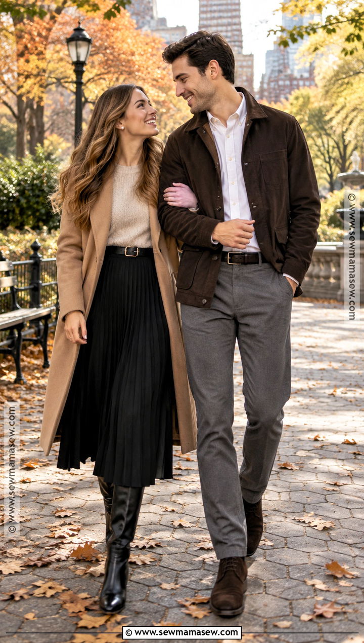 Black Skirt And Oatmeal Sweater Engagement Photo Outfit - 15 engagement photos outfits october
