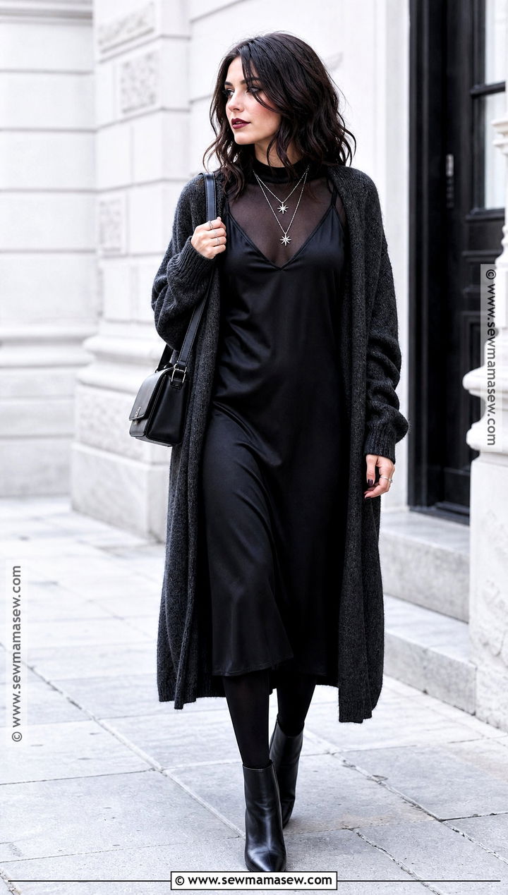 Black Slip Dress Witch Outfit - 30 Modern Witch Outfit Aesthetic Ideas