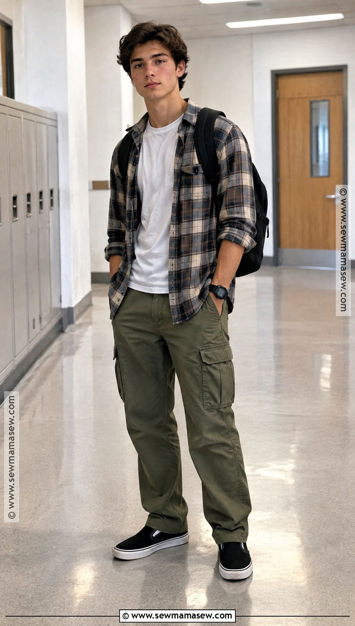 Black Slip On Shoes With Cargo Pants Outfit - 15 affordable back to school shoes