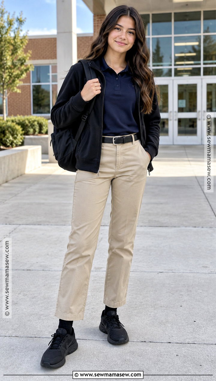 Black Sneakers With Uniform Pants - 15 girls back to school shoes