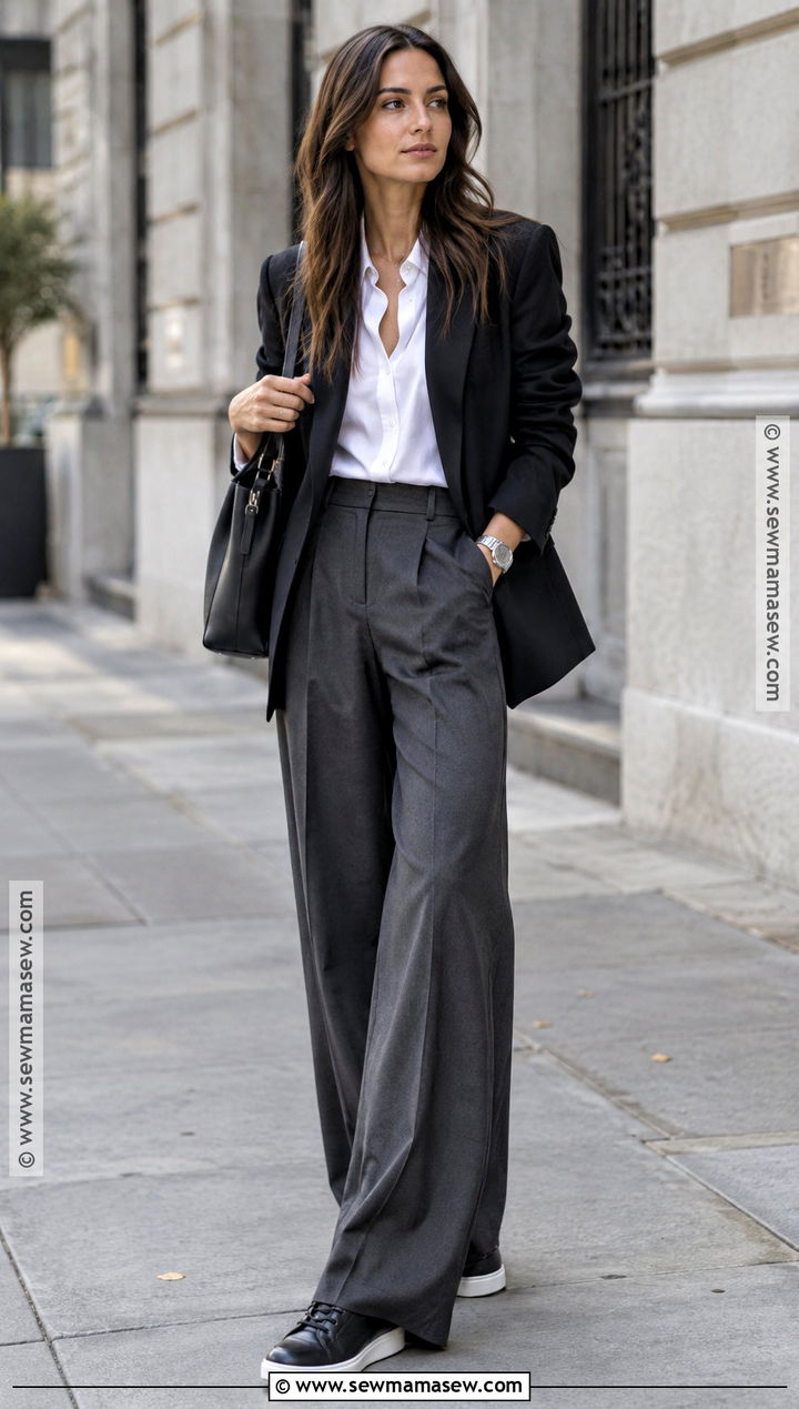 Black Sneakers With Wide Leg Trousers - 20 sneakers for fall