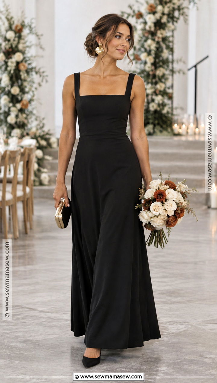 Black Square Neck Autumn Bridesmaid Dress - 25 autumn bridesmaid dresses