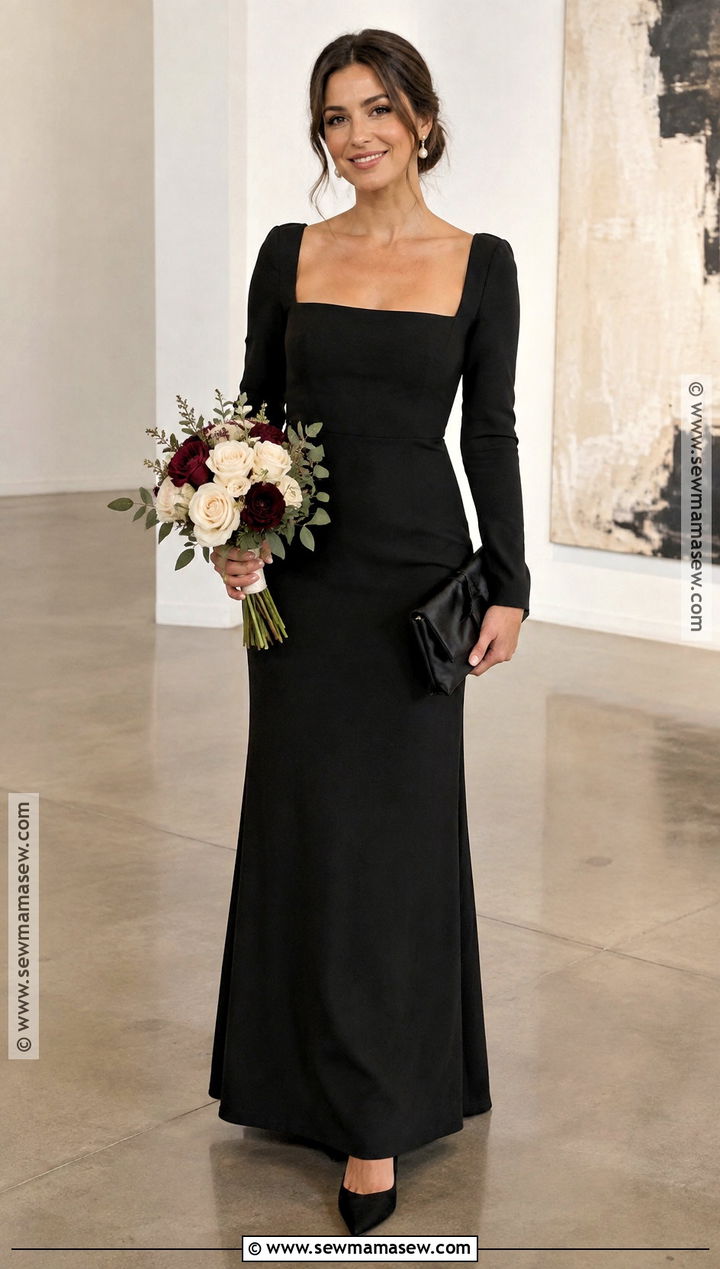 Black Square Neck Bridesmaid Dress - 20 november wedding bridesmaid dress ideas
