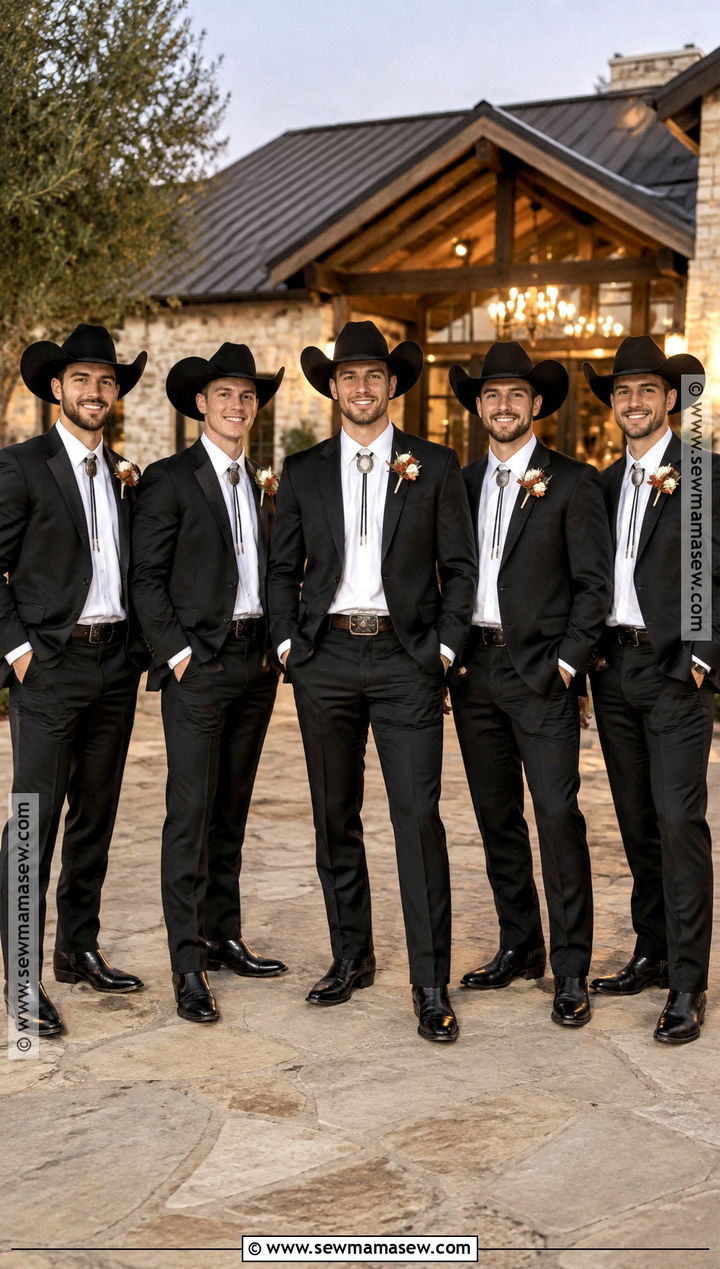 Black Suit With Western Boots - 15 fall wedding groomsmen attire western ideas