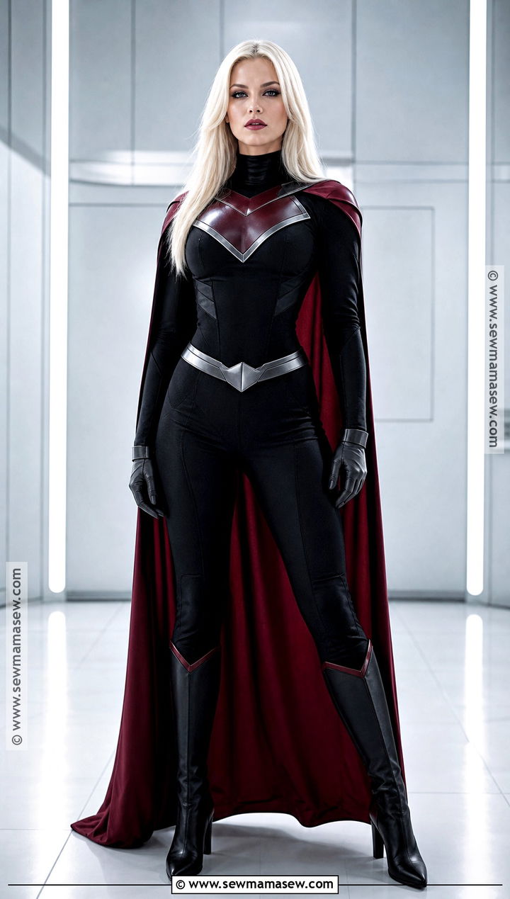 Black Supergirl Costume With Red Cape - 30 Super Girl Costume Ideas for Women