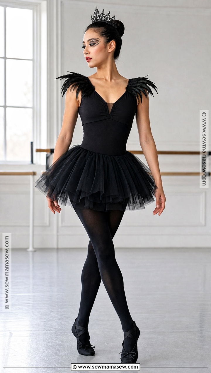 Black Swan Ballerina Costume With Dark Hair - 30 halloween costume black hair ideas