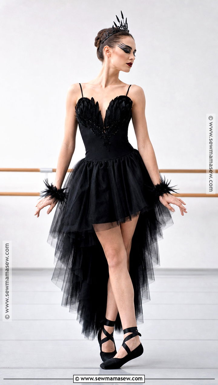 Black Swan Costume With Tulle Dress - 40 black dress halloween costume ideas