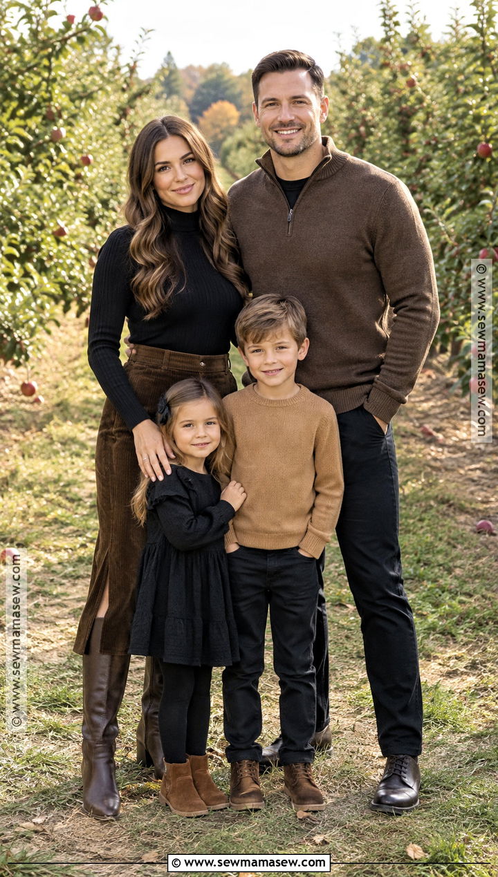 Black Sweater And Brown Corduroy Family Outfit - 15 fall family pictures outfits black and brown