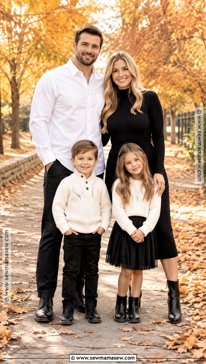 Black Sweater Dress And White Button Downs - 15 fall family pictures black and white outfits