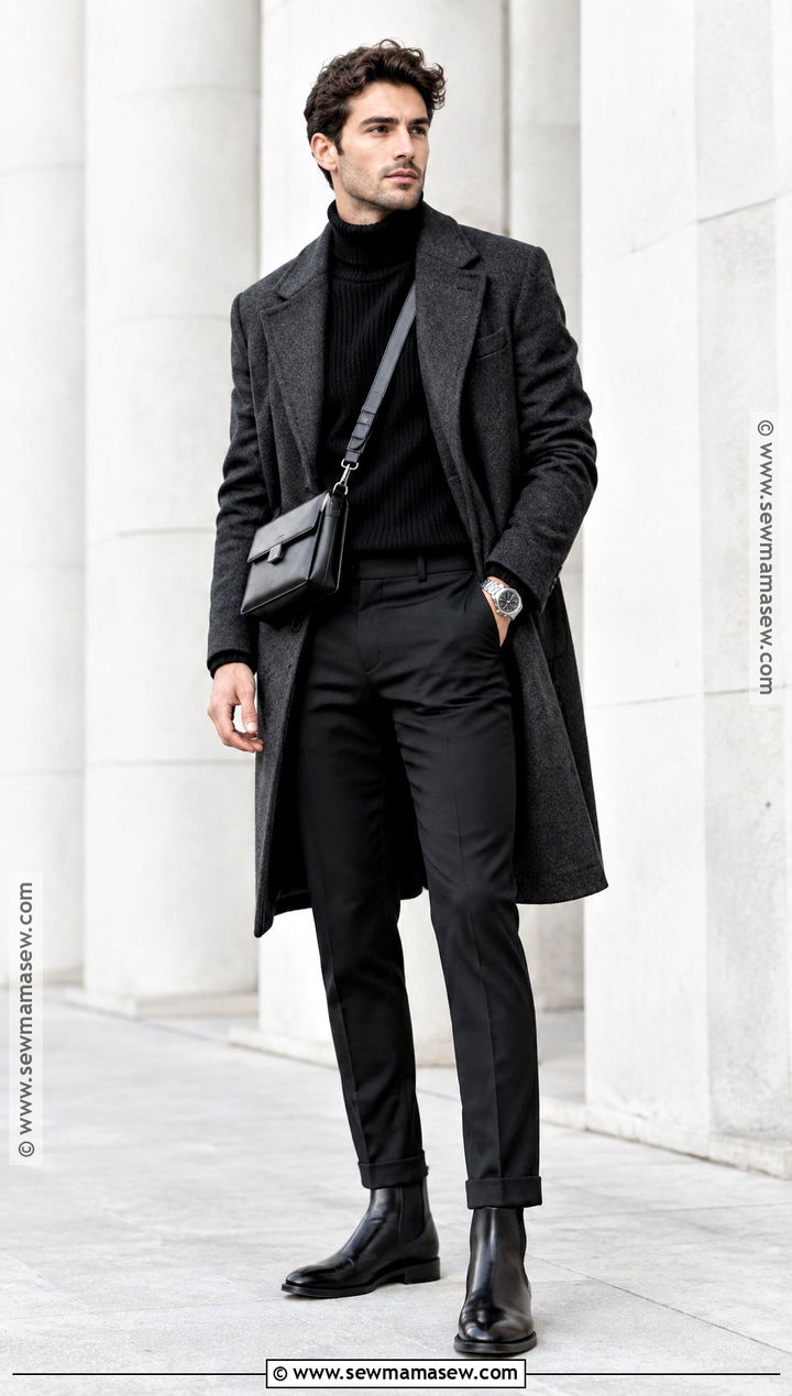 Black Sweater With Black Trousers and Boots - 20 fit inspo men autumn ideas