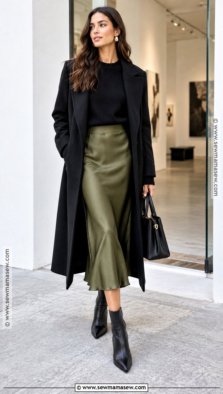 Black Sweater and Satin Skirt - 25 sweater weather aesthetic ideas