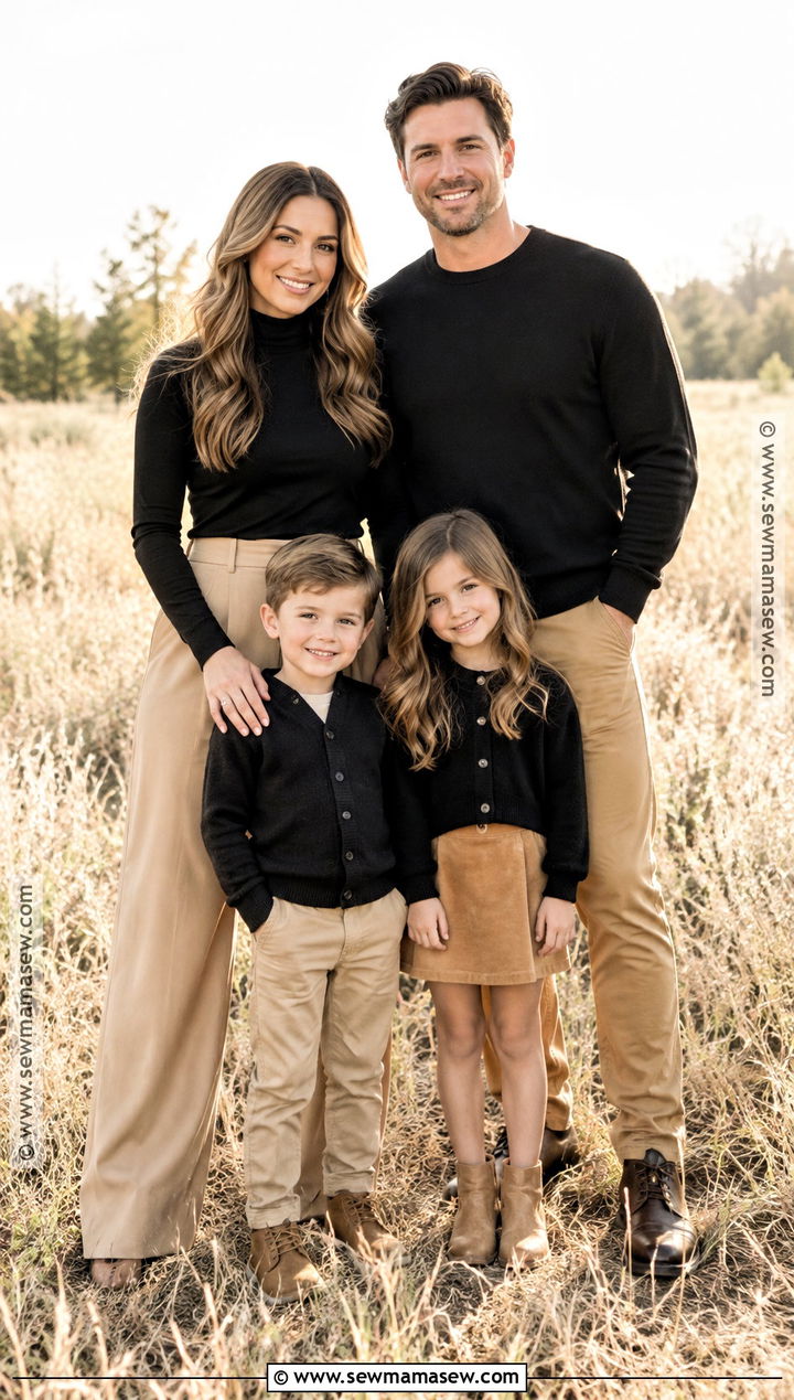 Black Sweaters And Tan Pants Fall Family Picture Outfit - 15 fall family pictures black outfits