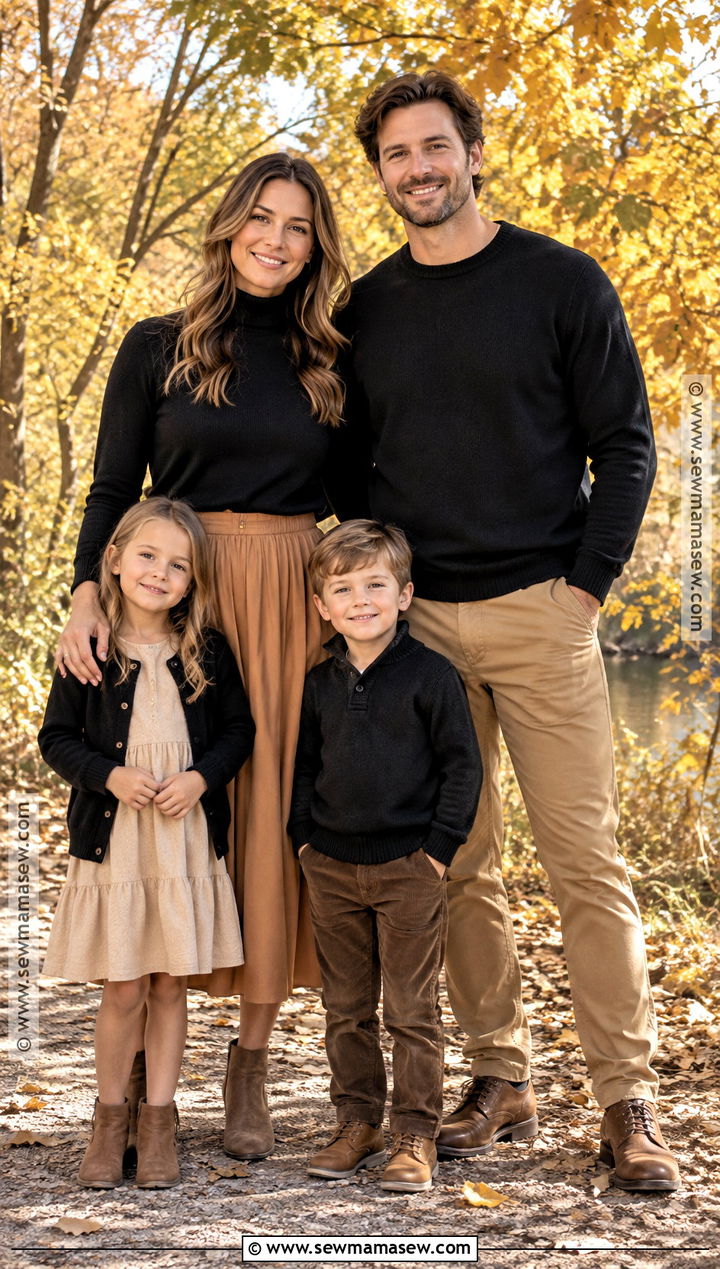 Black Sweaters And Tan Pants - 20 fall family photos black outfits
