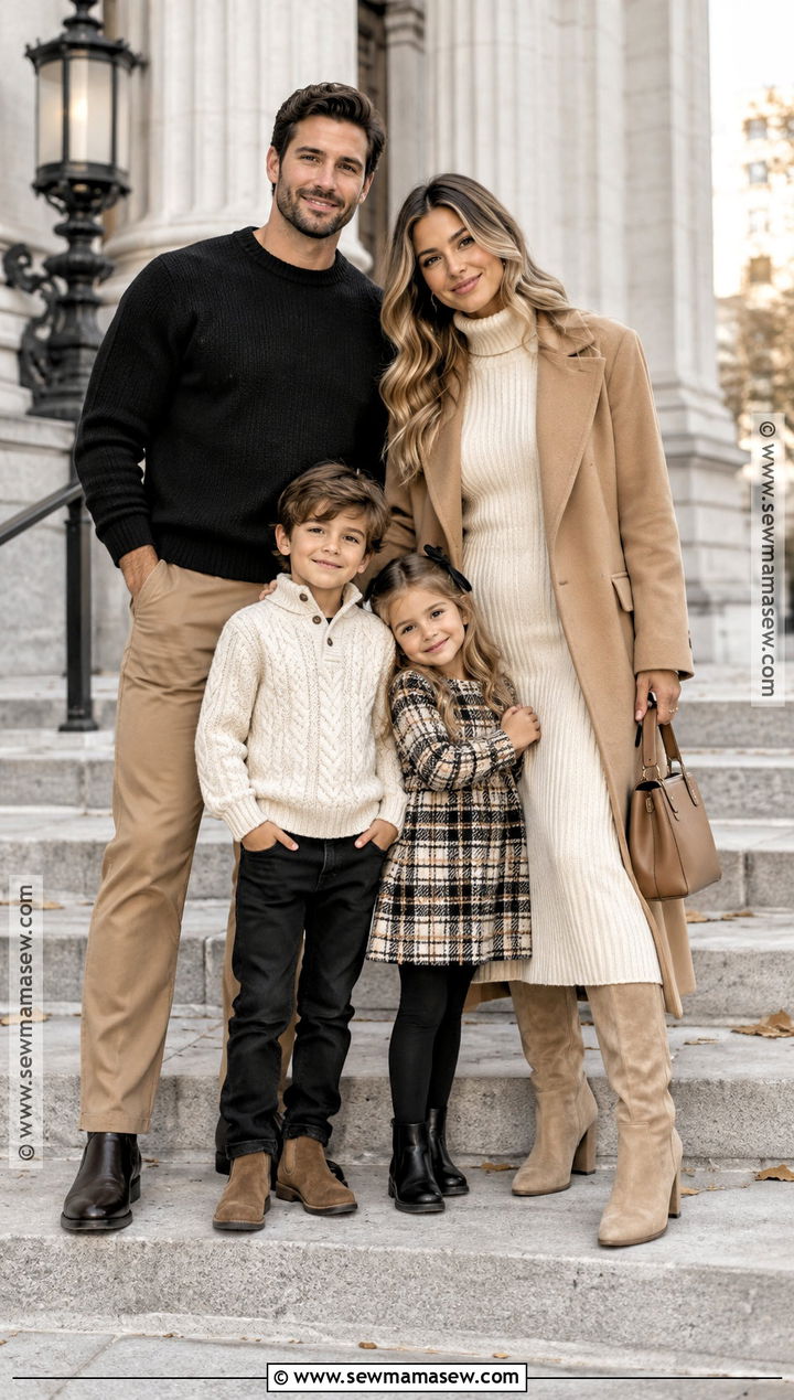 Black Tan And Ivory Fall Family Picture Outfit - 20 fall picture outfits for family