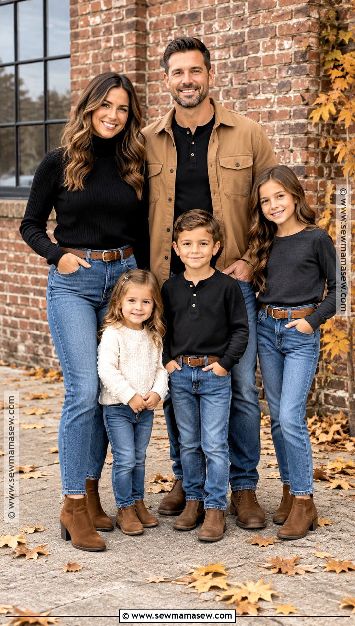 Black Tops And Medium Wash Jeans Family Outfit - 20 october family photos outfits jeans