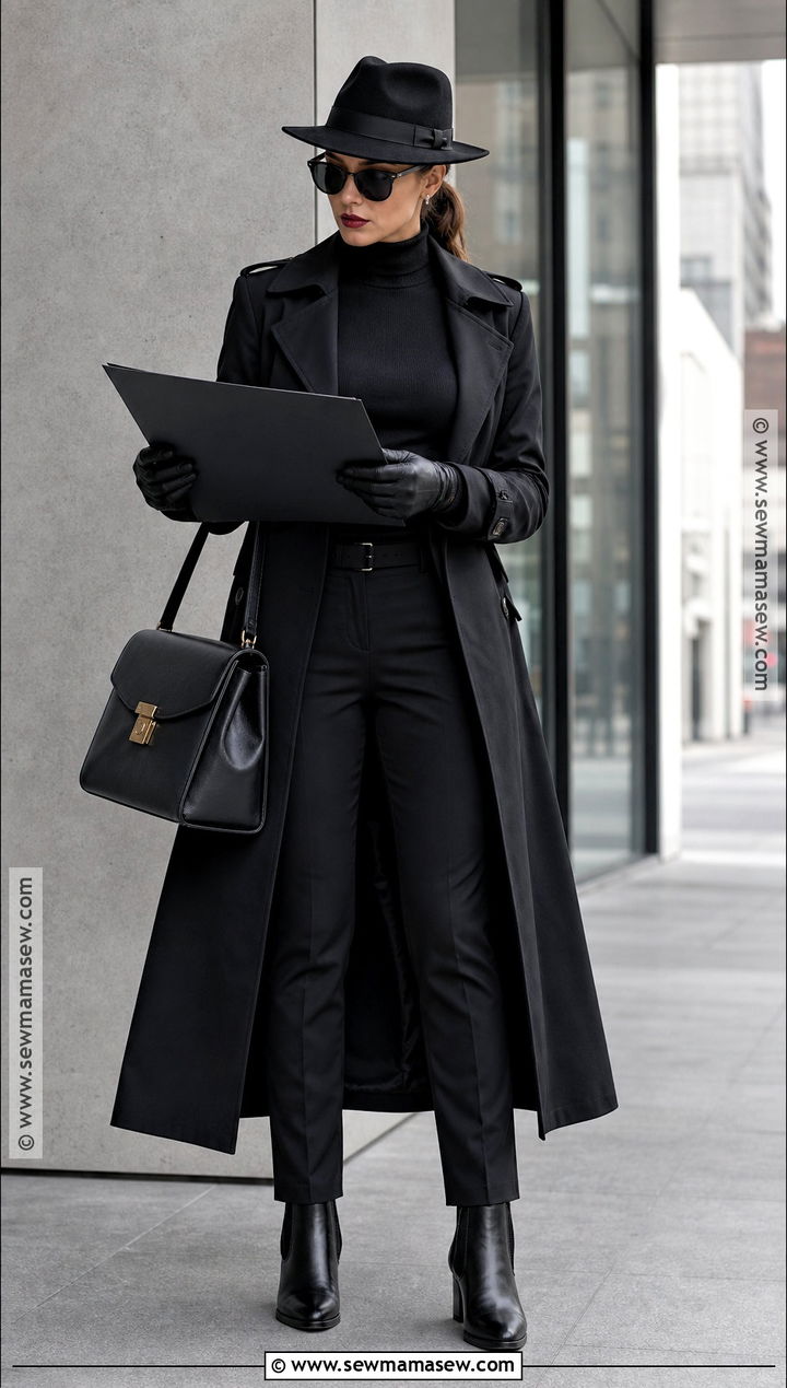 Black Trench Coat Mafia Costume - 35 Mafia Costume Ideas for Women