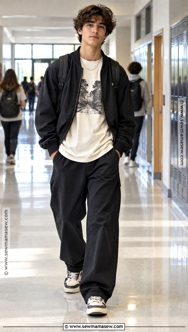 Black Trousers And Oversized T Shirt School Outfit - 20 cute back to school outfits highschool baddie ideas