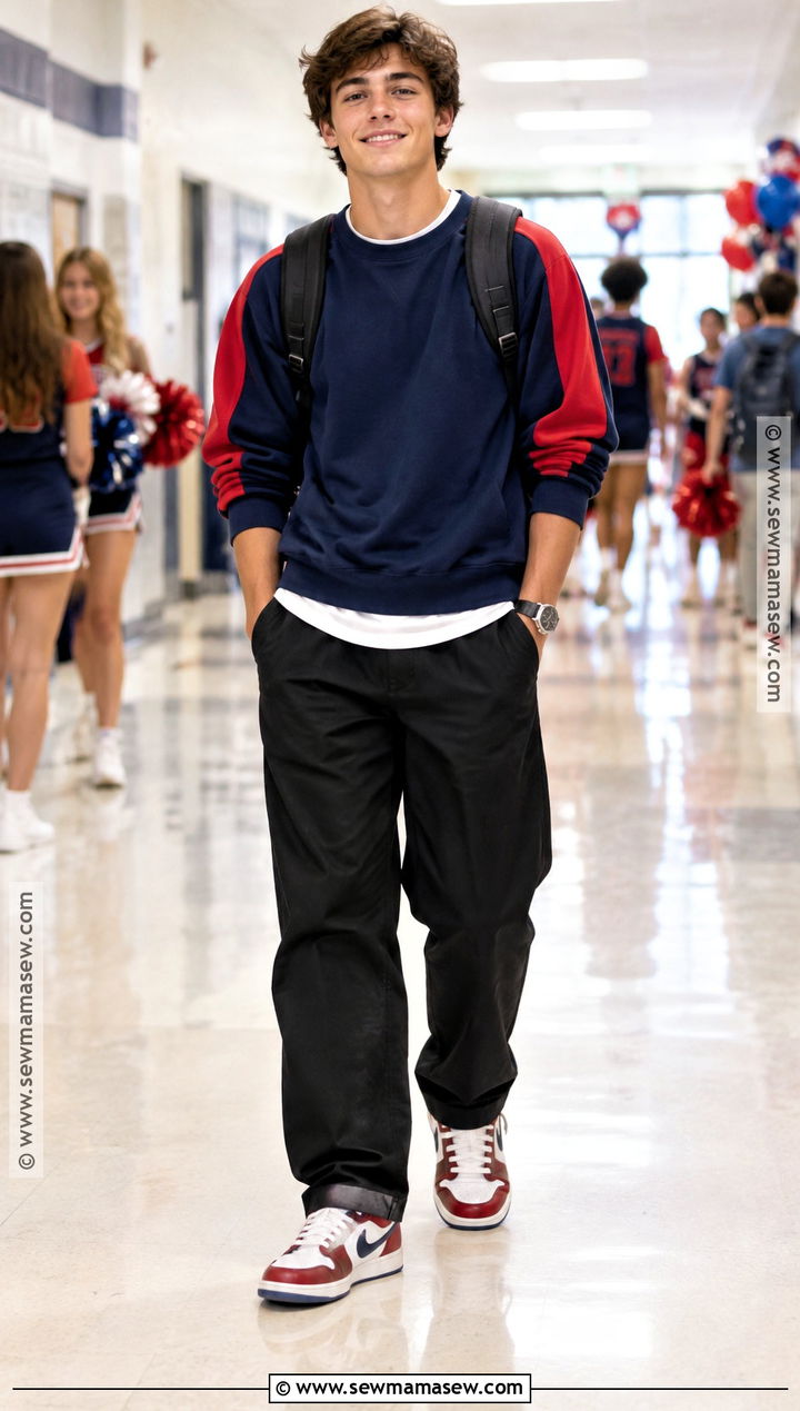 Black Trousers And School Spirit Sweatshirt Outfit - 25 back to school fits highschool