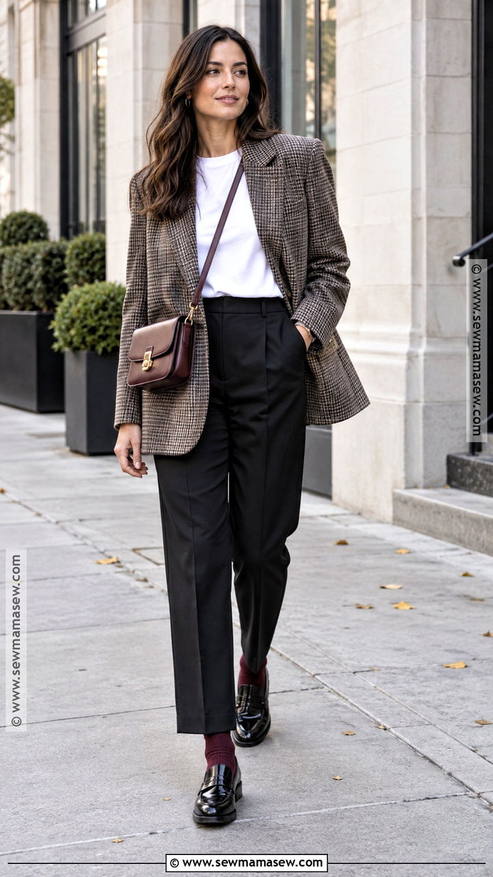 Black Trousers With Blazer And Loafers - 20 fall outfits trousers