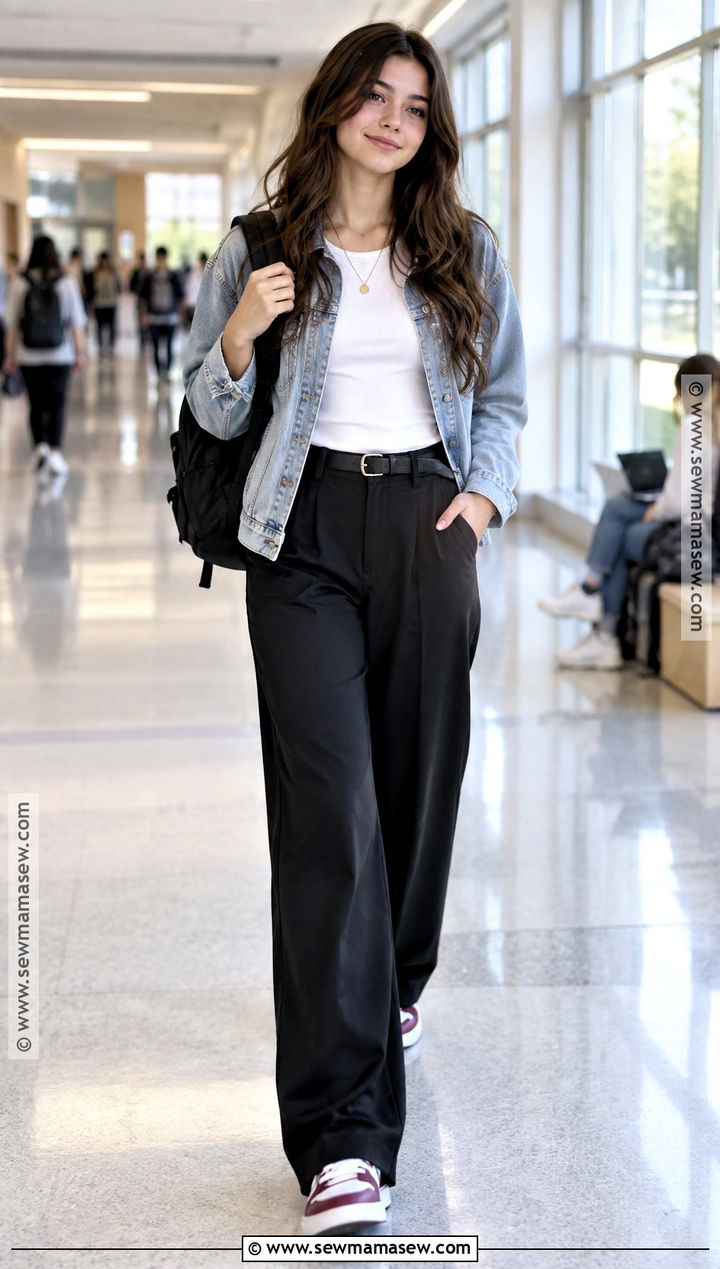 Black Trousers and White Tee Outfit - 20 back to school outfits highschool senior