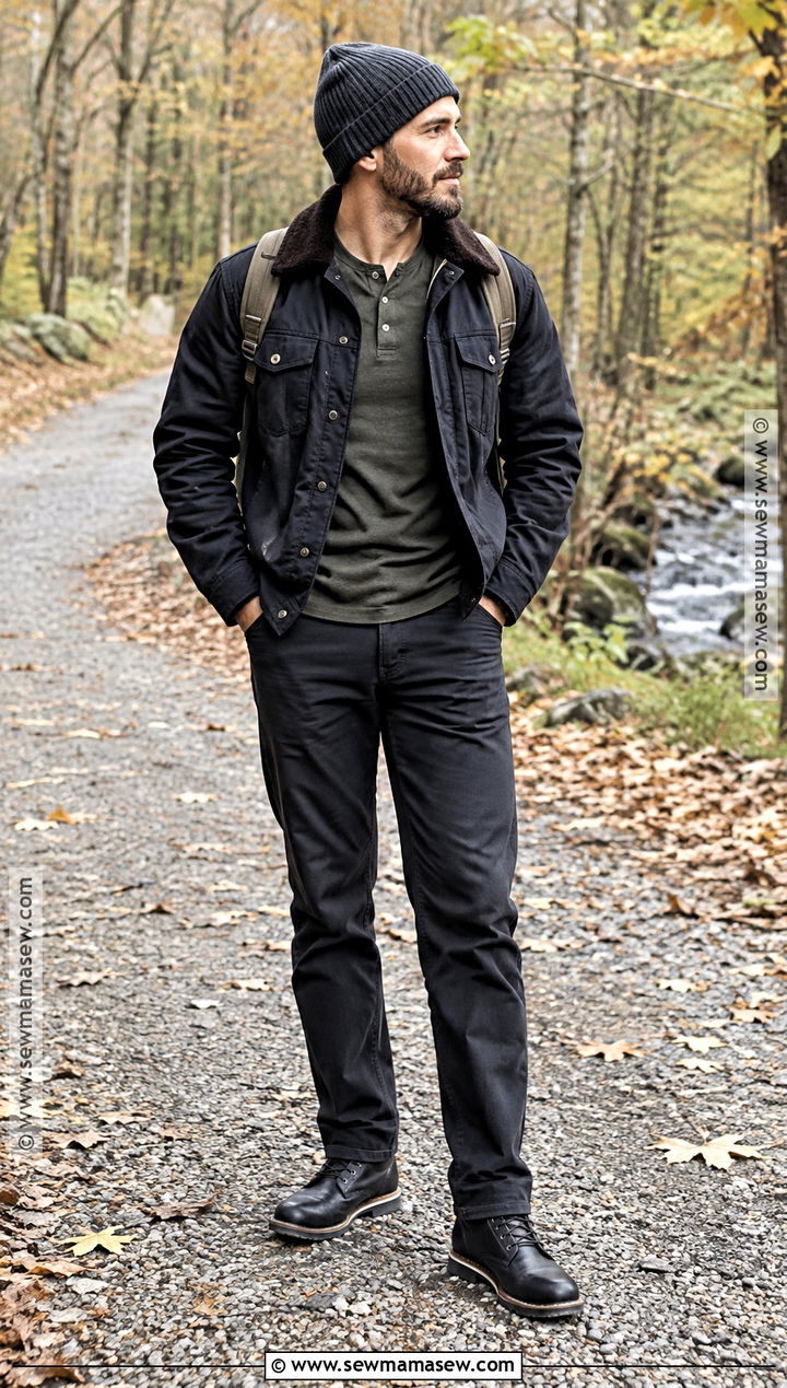 Black Trucker Jacket Fall Outfit - 15 fall outfit black ideas for men