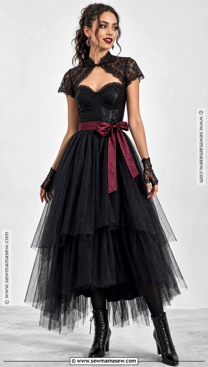 Black Tulle Vampire Dress With Layered Skirt - 30 vampire dresses