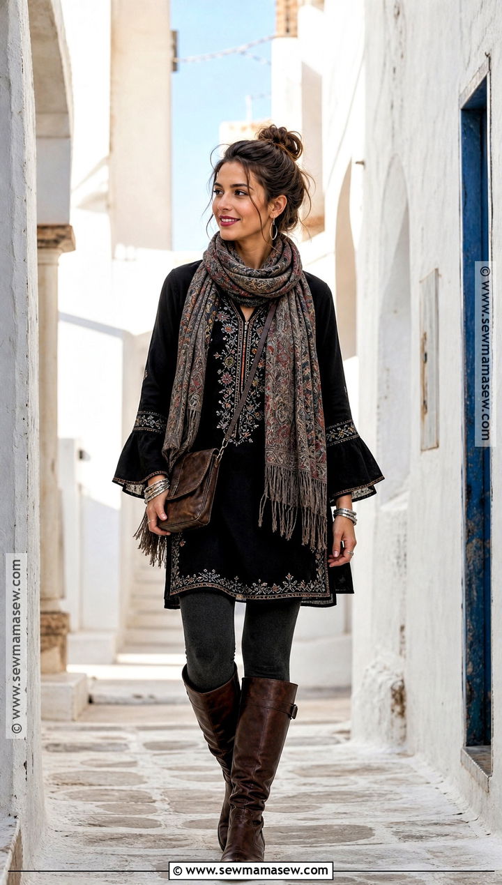 Black Tunic And Leggings Boho Witch Outfit - 30 Boho Witch Outfits