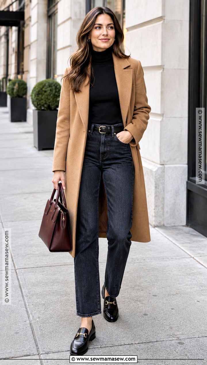 Black Turtleneck And Dark Denim Fall Capsule Outfit - 15 Fall 2026 Wardrobe Capsule Ideas