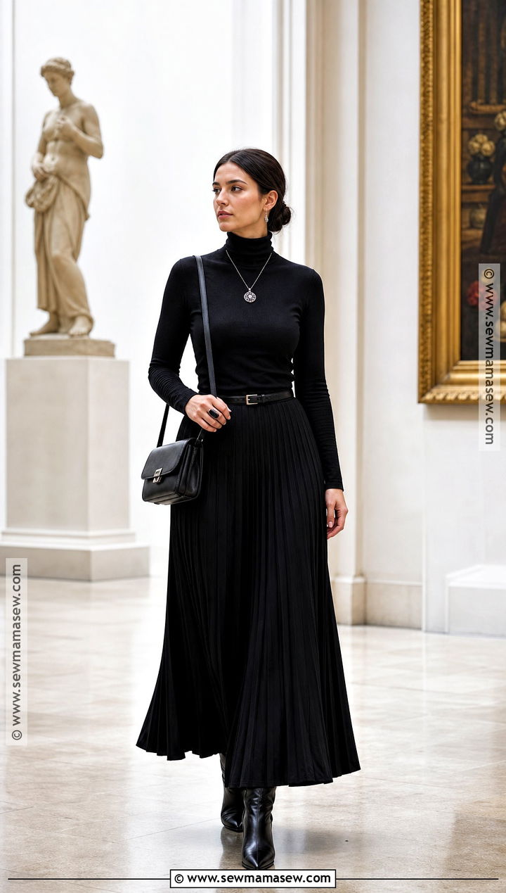 Black Turtleneck And Maxi Skirt Vampire Outfit - 30 vampire style outfits