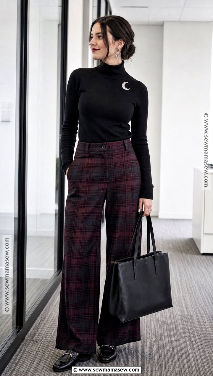 Black Turtleneck And Plaid Pants Outfit - 35 casual halloween outfits